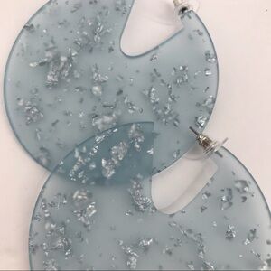 Matte Blue Acrylic Disk Earrings